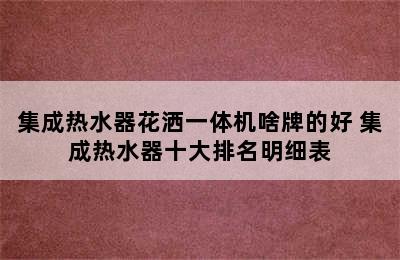 集成热水器花洒一体机啥牌的好 集成热水器十大排名明细表